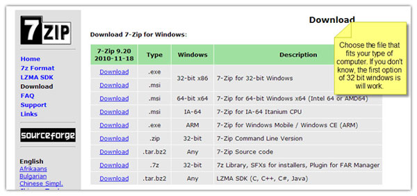 intalling 7 zip